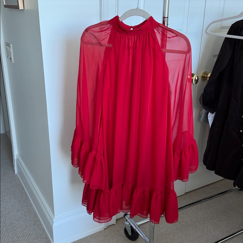 Alice + Olivia Mock Neck Cape Dress